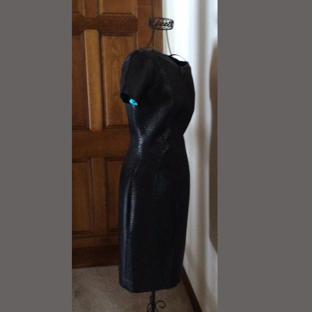 Tahari Lalita Dress, Faux Leather, Black, Size 2 - Picture 4 of 11